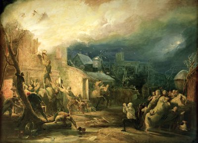 El rescate de John Wesley del incendio de la rectoría de Epworth, 1840 de Henry Perlee Parker